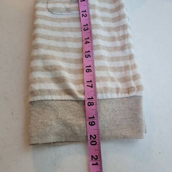 Zara Basics Womens Small Button Front Cardigan Sweater Tan Khaki White Stripe - Picture 6 of 6